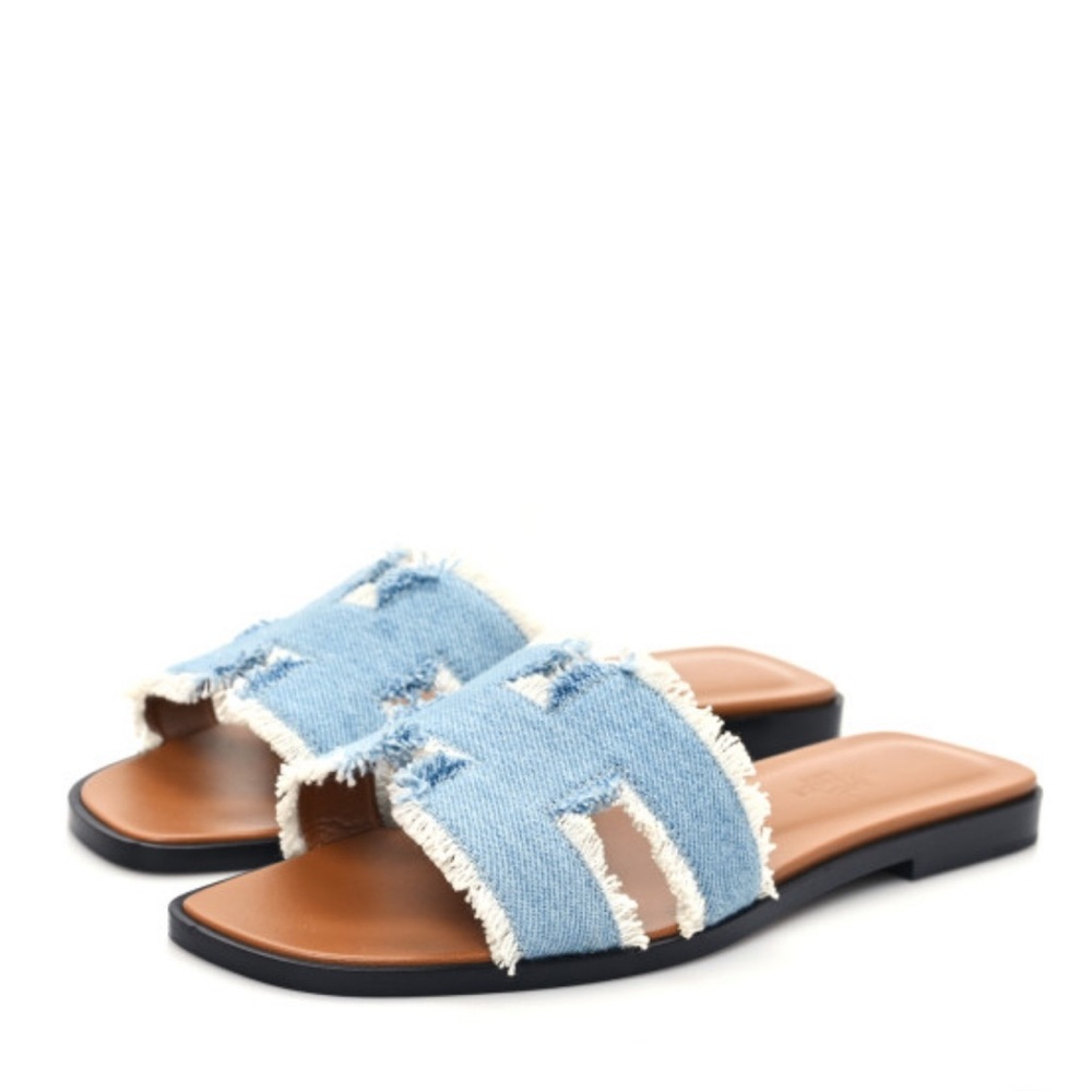 Hermes Oran Denim Sandals (38)